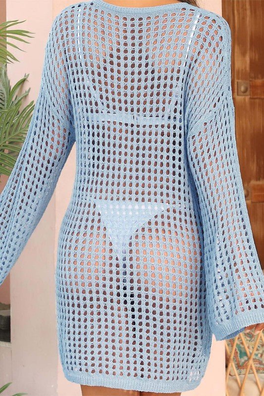 Crochet Side Split Beach Coverups Swimwear Dress - Too Dimes Boutique