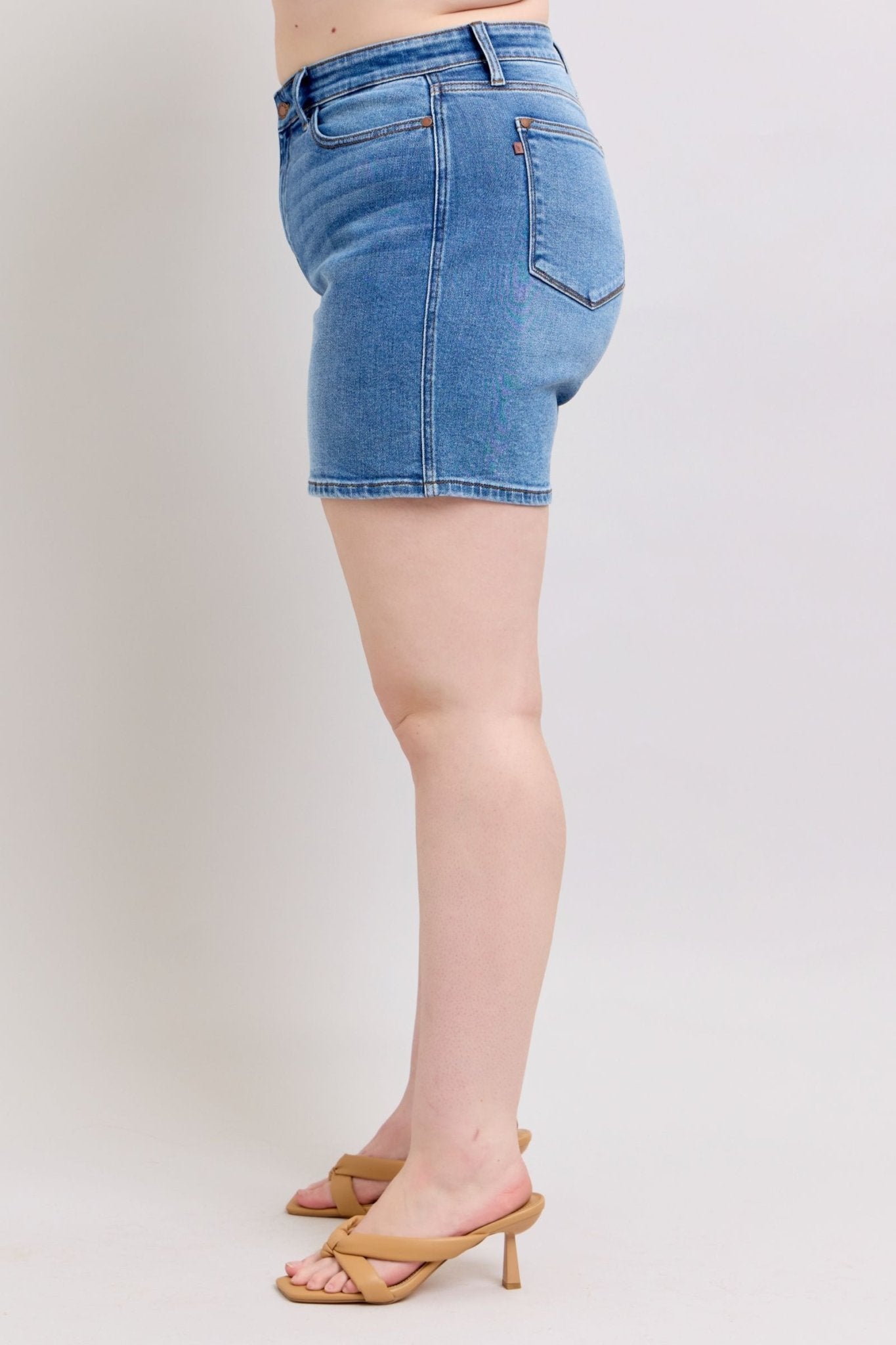 Judy Blue Full Size 2 Button Denim Shorts with Pockets Plus Size - Too Dimes Boutique
