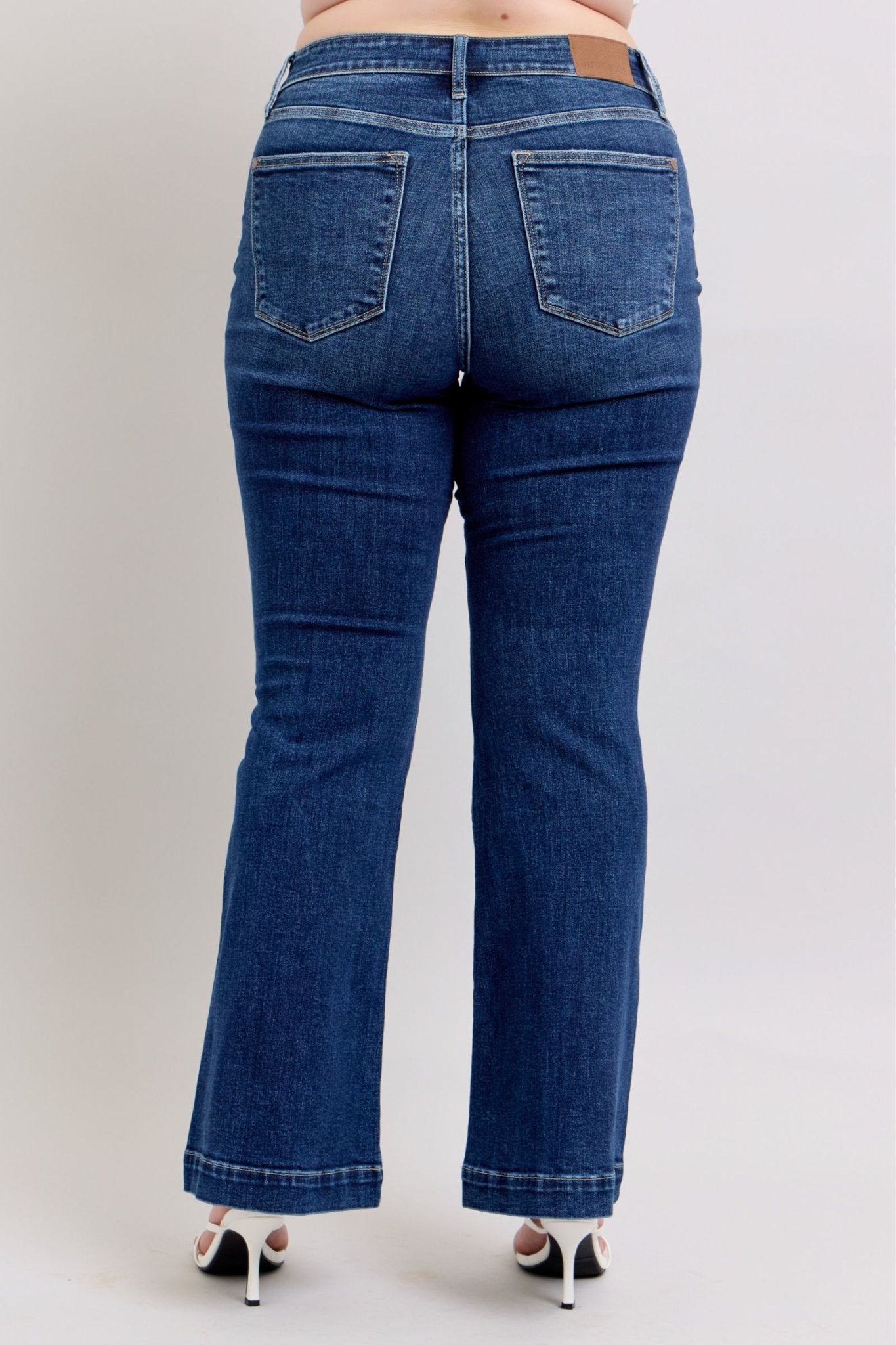 Judy Blue Full Size High Rise Flare Jeans with Pockets Plus Size - Too Dimes Boutique