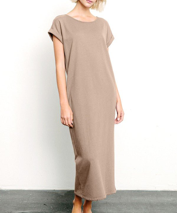 BRUSHED ORGANIC HEMP Side Slit Maxi Dress - Too Dimes Boutique