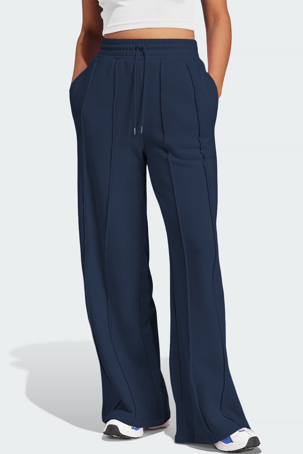 Drawstring Wide Leg Active Pants - Too Dimes Boutique