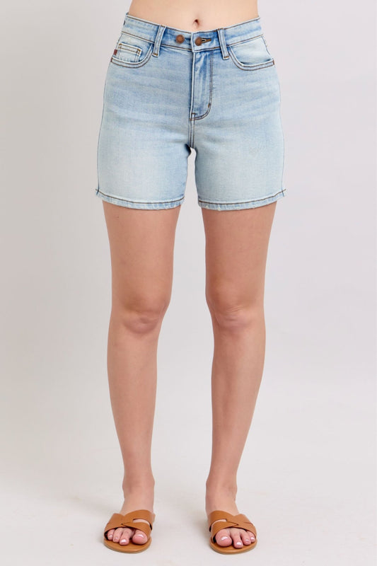 Judy Blue Full Size 2 Button Denim Shorts with Pockets Plus Size - Too Dimes Boutique