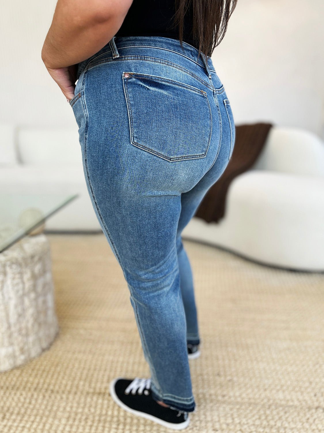 Judy Blue Full Size Mid Rise Rigid Magic Release Hem Jeans - Too Dimes Boutique