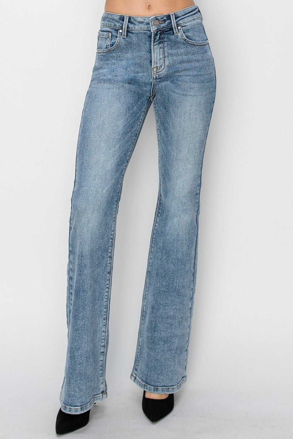 RISEN Full Size Mid Rise Bootcut Jeans - Too Dimes Boutique