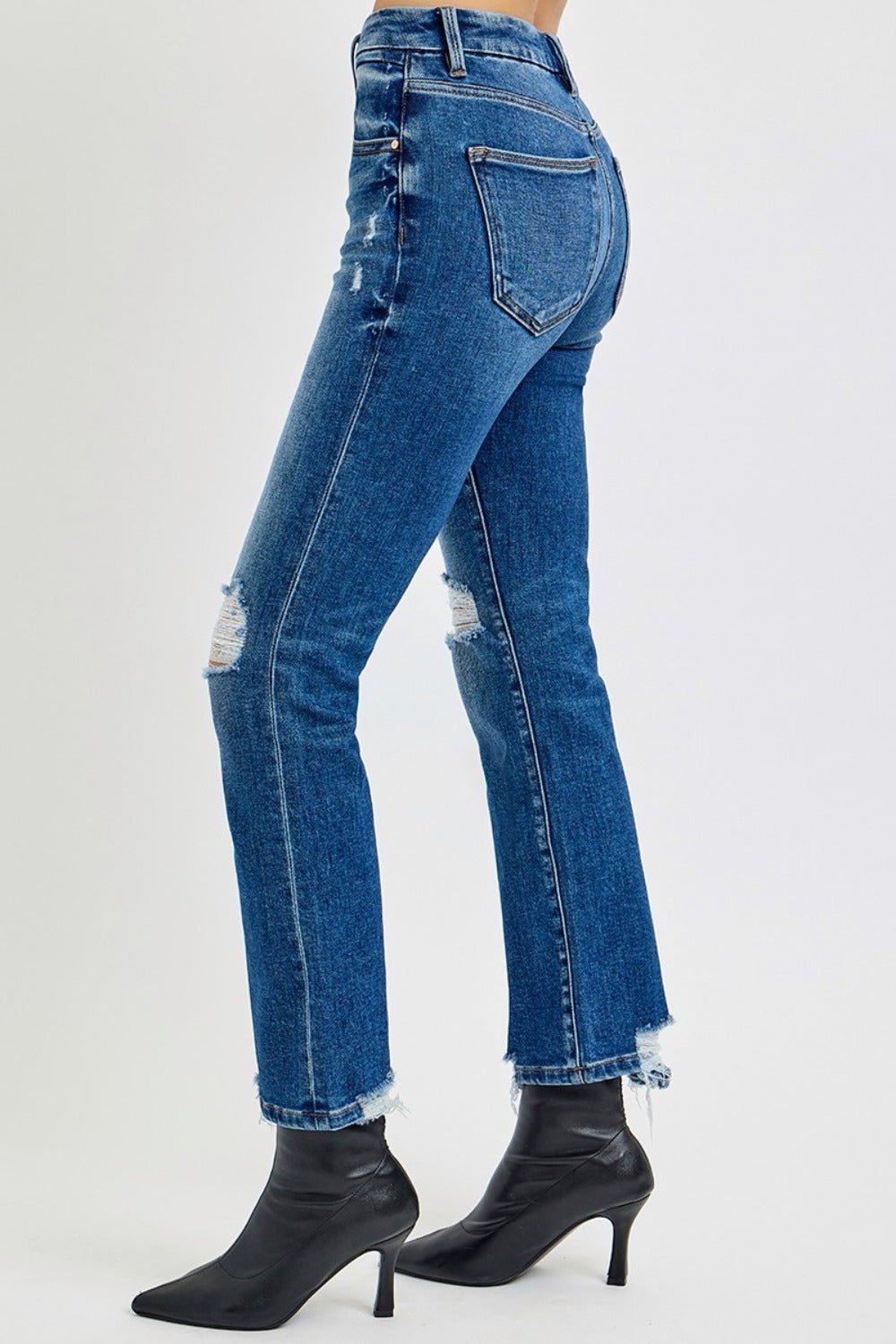 RISEN Full Size High Rise Distressed Crop Straight Jeans - Too Dimes Boutique