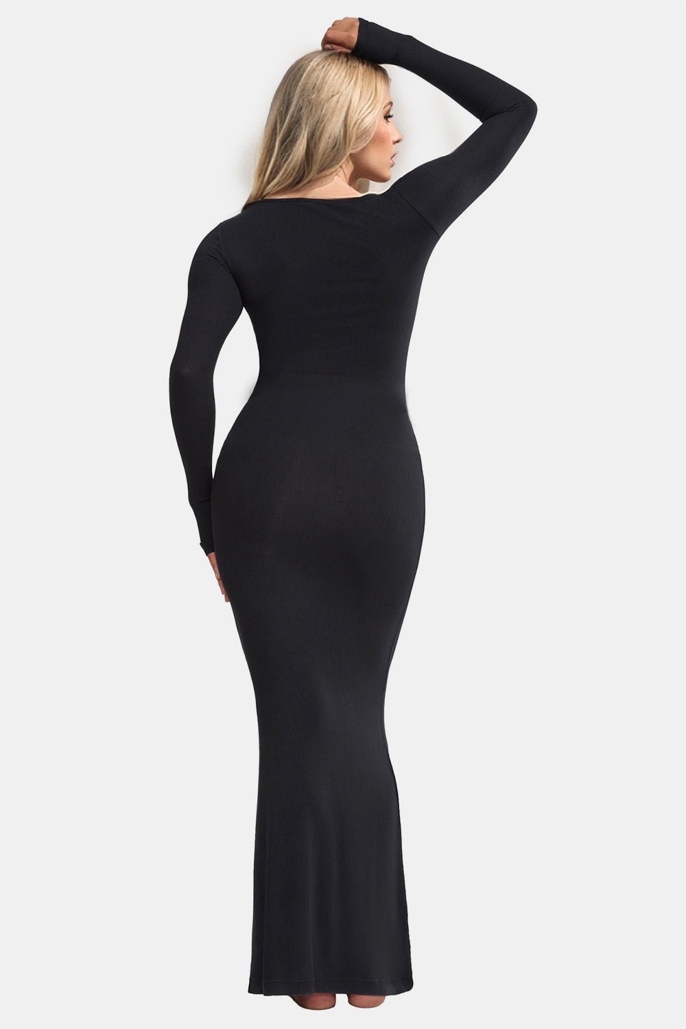 Basic Bae Built - In Shapewear Square Neck Long Sleeve Maxi Dress - Too Dimes Boutique