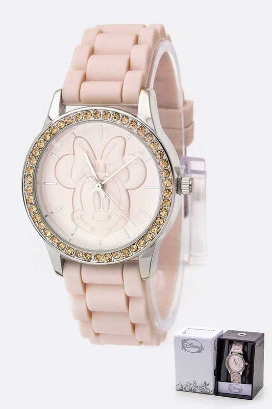 Crystal Bezel Embossed Minnie Jelly Watch - Too Dimes Boutique