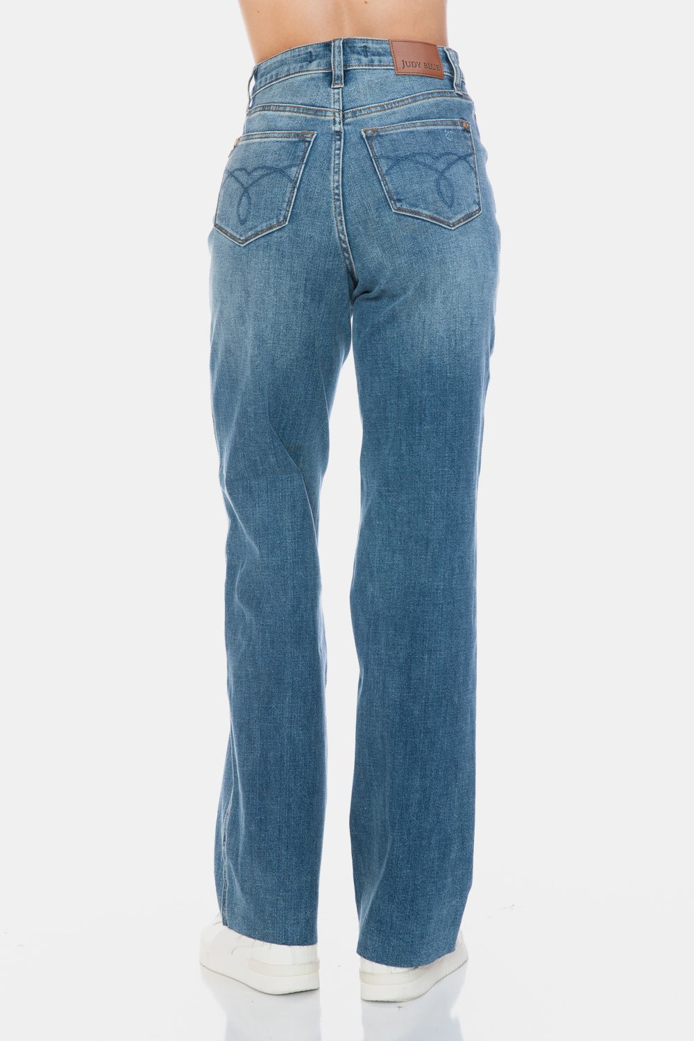 Judy Blue Full Size Tummy Control Cut Raw Hem Straight Jeans - Too Dimes Boutique