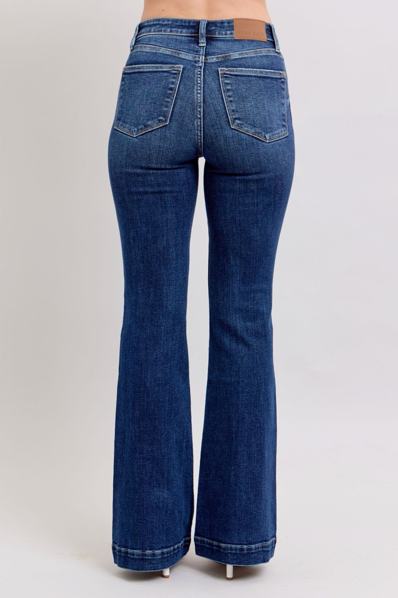 Judy Blue Full Size High Rise Flare Jeans with Pockets Plus Size - Too Dimes Boutique