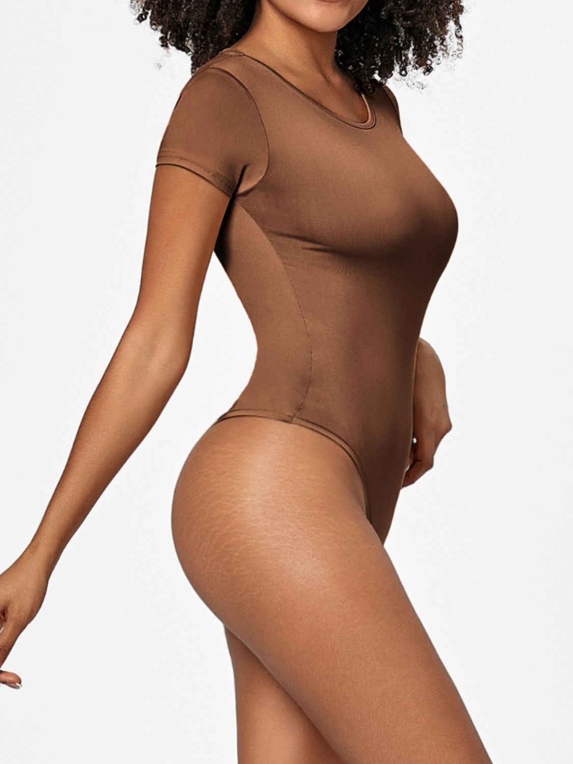 Full Size Round Neck Short Sleeve Bodysuit - Too Dimes Boutique