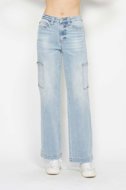 Judy Blue Full Size High Waist Straight Cargo Jeans - Too Dimes Boutique