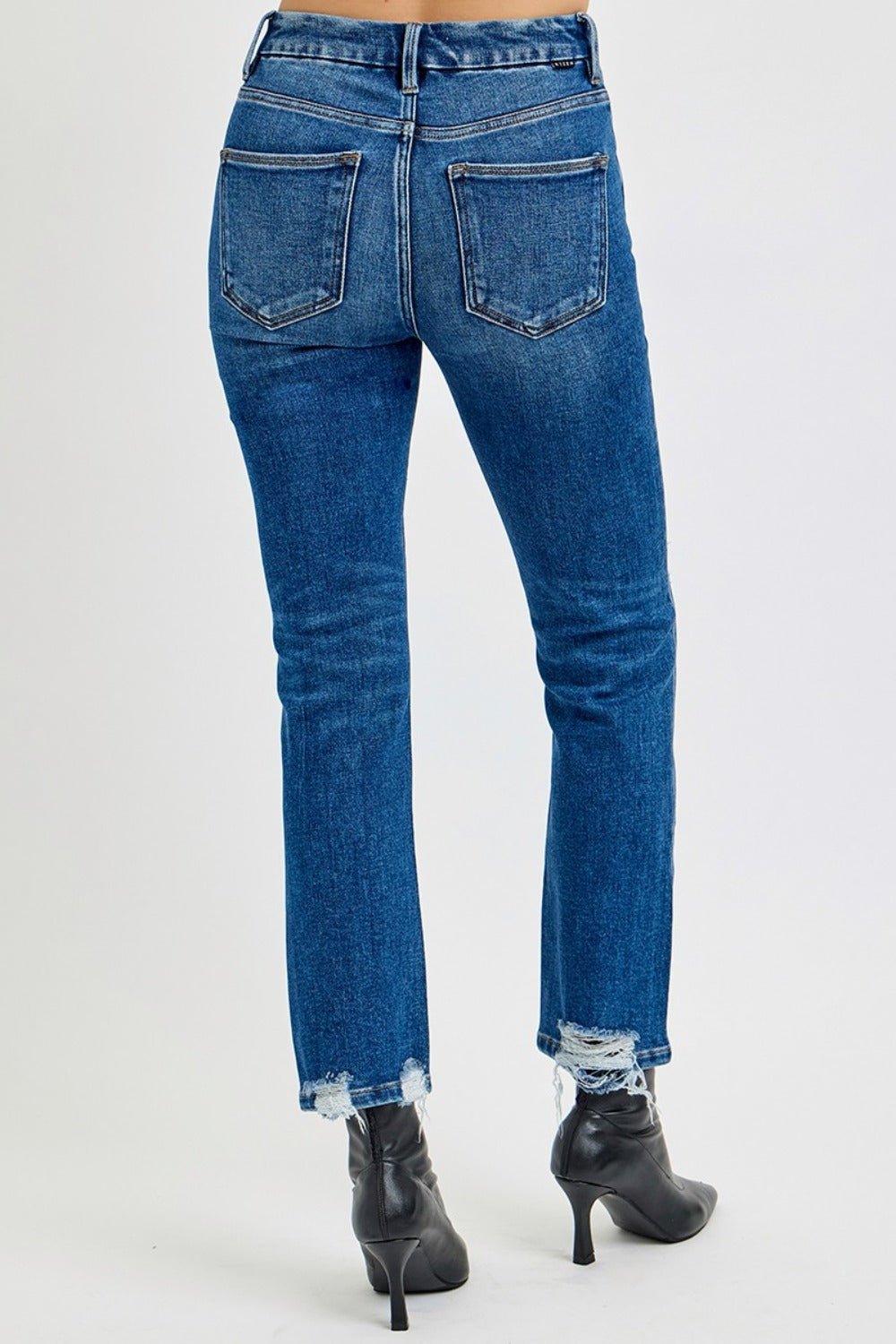 RISEN Full Size High Rise Distressed Crop Straight Jeans - Too Dimes Boutique
