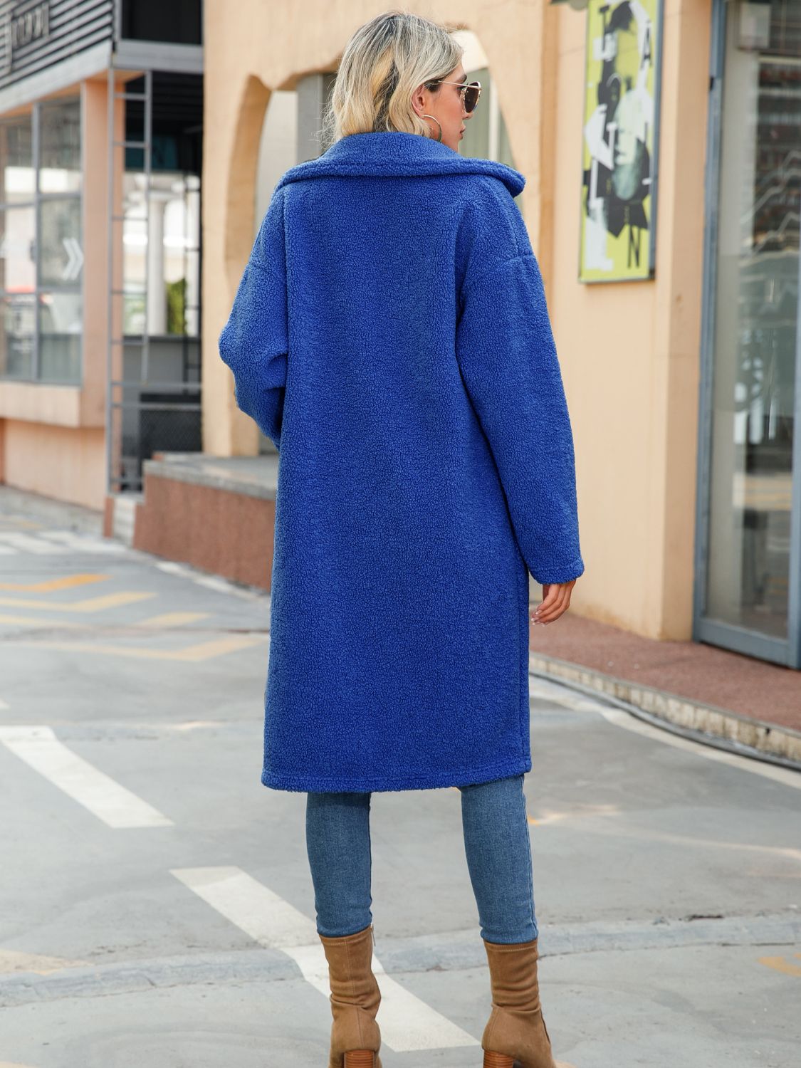 Collared Neck Button Down Coat - Too Dimes Boutique