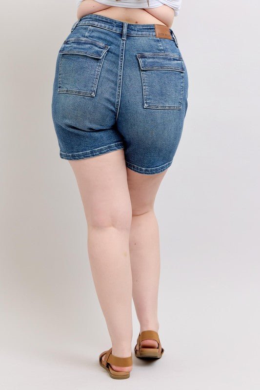 Judy Blue Full Size High Rise Denim Shorts Plus Size - Too Dimes Boutique