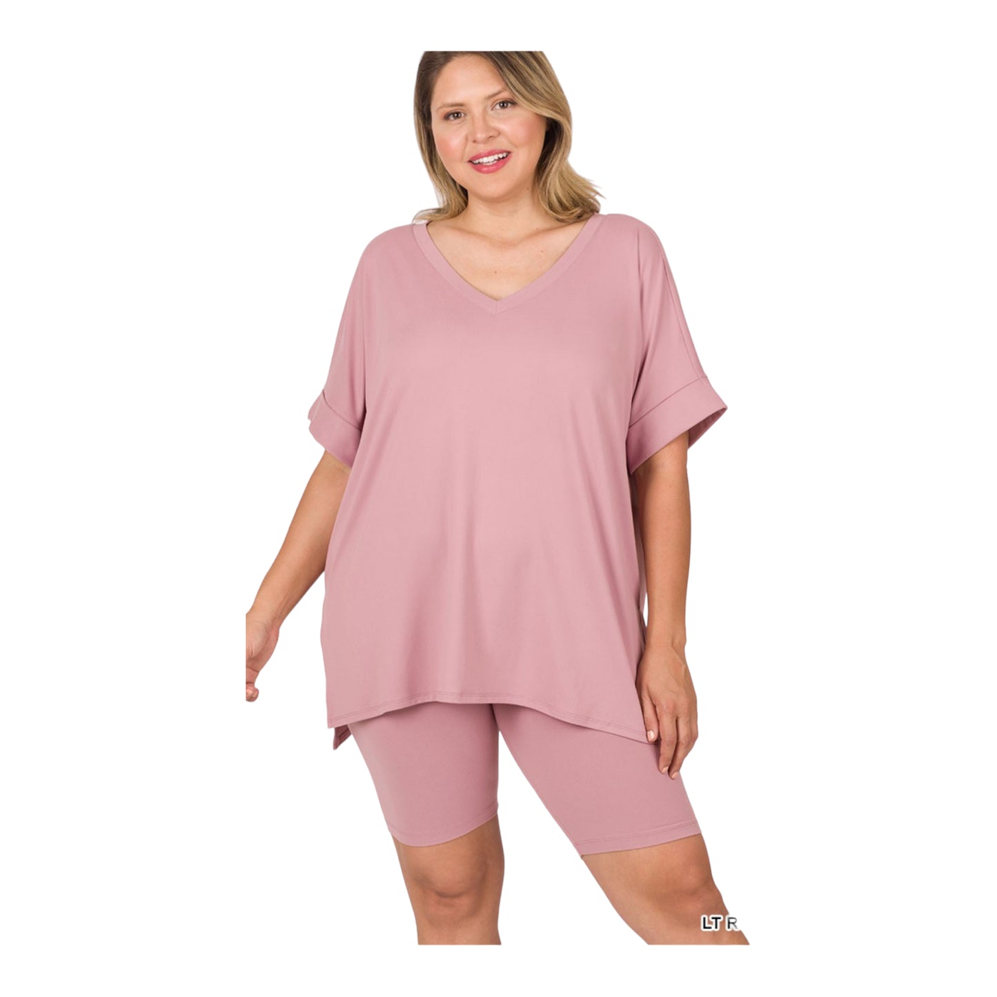 Zenana Microfiber Biker Set Plus Size - Too Dimes Boutique