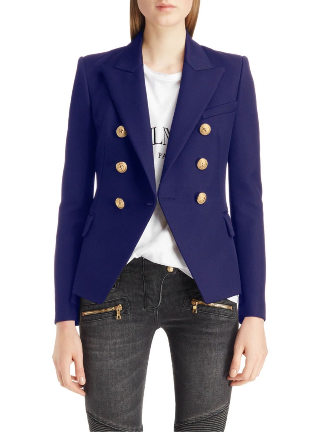 Lapel Collar Long Sleeve Blazer - Too Dimes Boutique