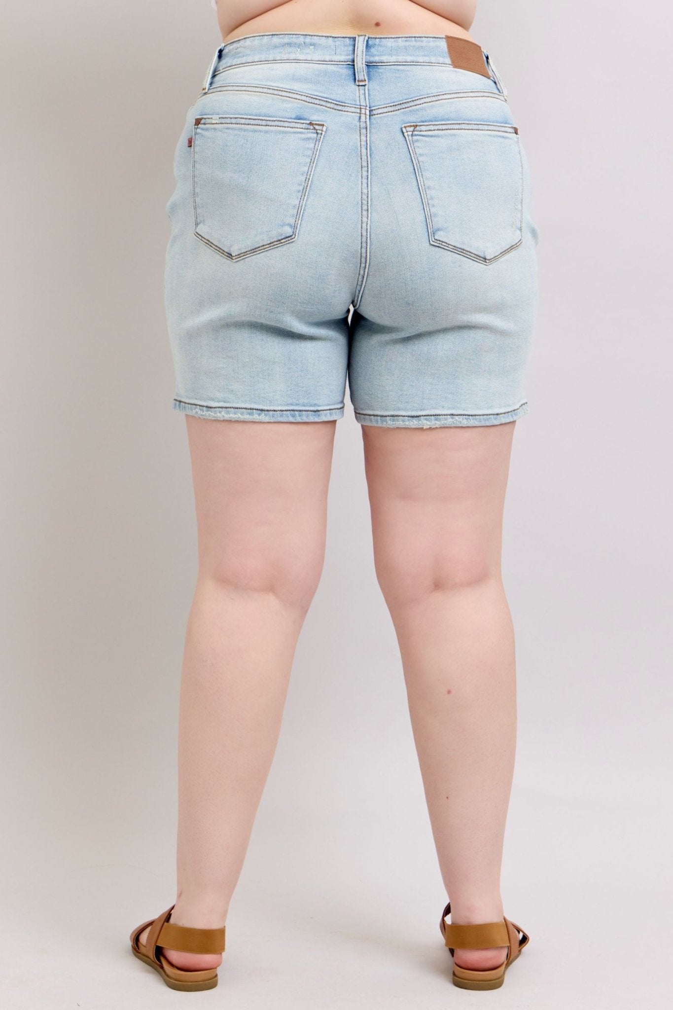 Judy Blue Full Size 2 Button Denim Shorts with Pockets Plus Size - Too Dimes Boutique