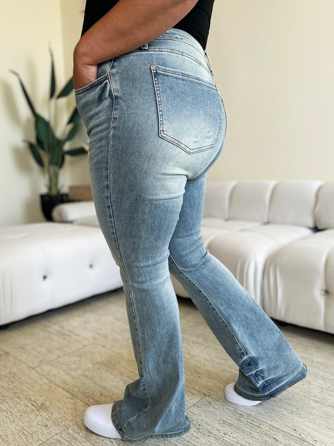 Judy Blue Full Size Mid Rise Flare Jeans - Too Dimes Boutique