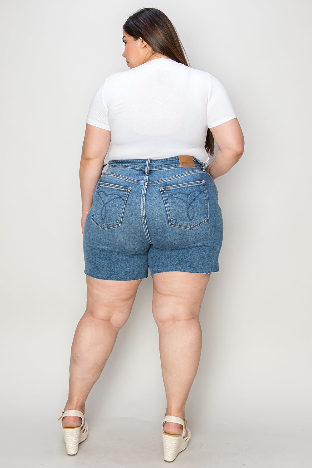 Judy Blue Full Size High Waist Slim Denim Shorts - Too Dimes Boutique
