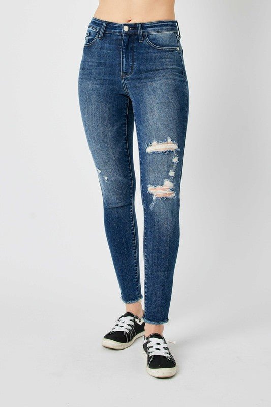 Judy Blue Full Size High Waist Distressed Skinny Jeans - Too Dimes Boutique
