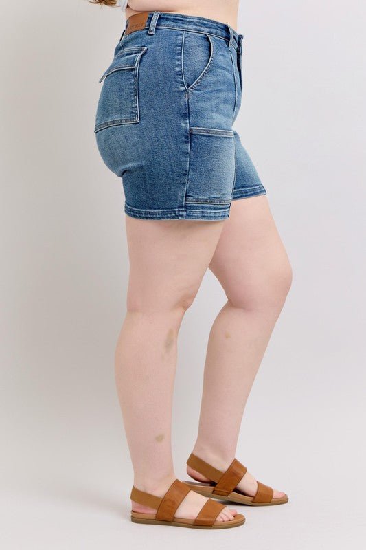Judy Blue Full Size High Rise Denim Shorts Plus Size - Too Dimes Boutique