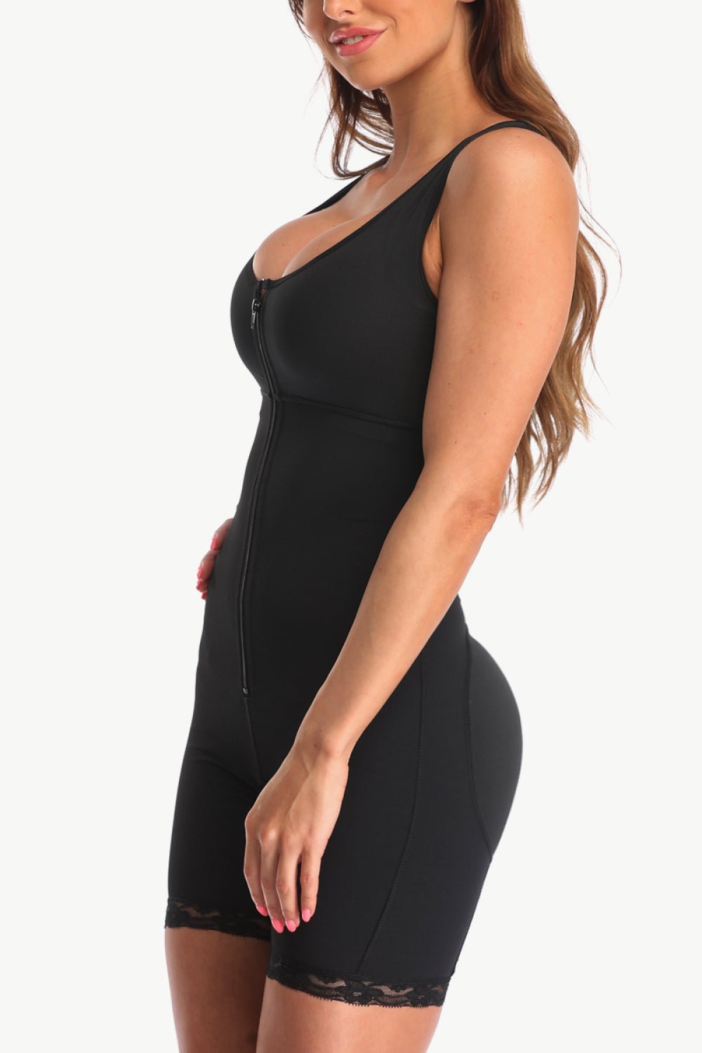 Full Size Zip - Up Lace Detail Shapewear - Too Dimes Boutique