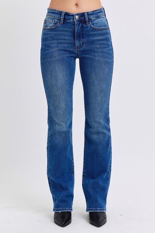 Judy Blue Full Size Run Mid - Rise Bootcut Jeans with Thermal Lining - Too Dimes Boutique