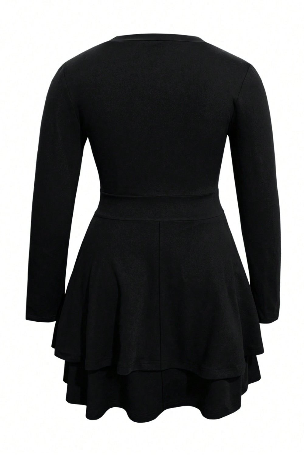 Plus Size Layered V - Neck Long Sleeve Mini Dress - Too Dimes Boutique