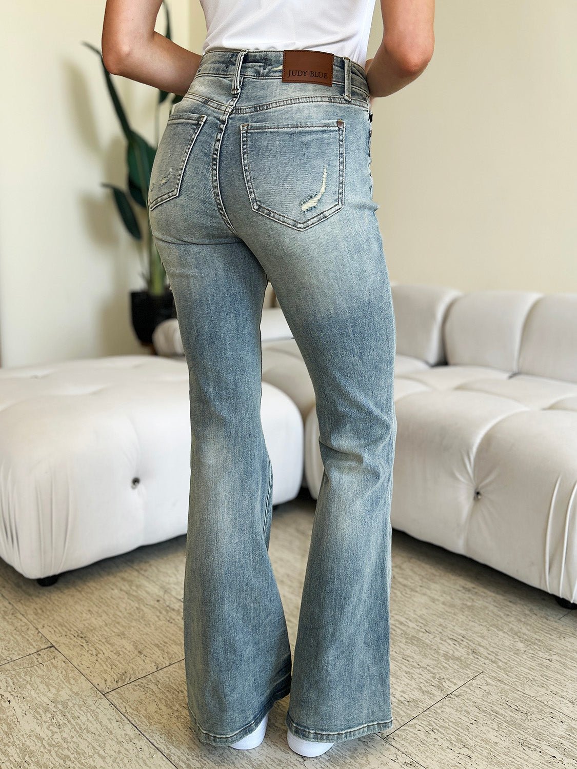 Judy Blue Full Size Mid Rise Flare Jeans - Too Dimes Boutique