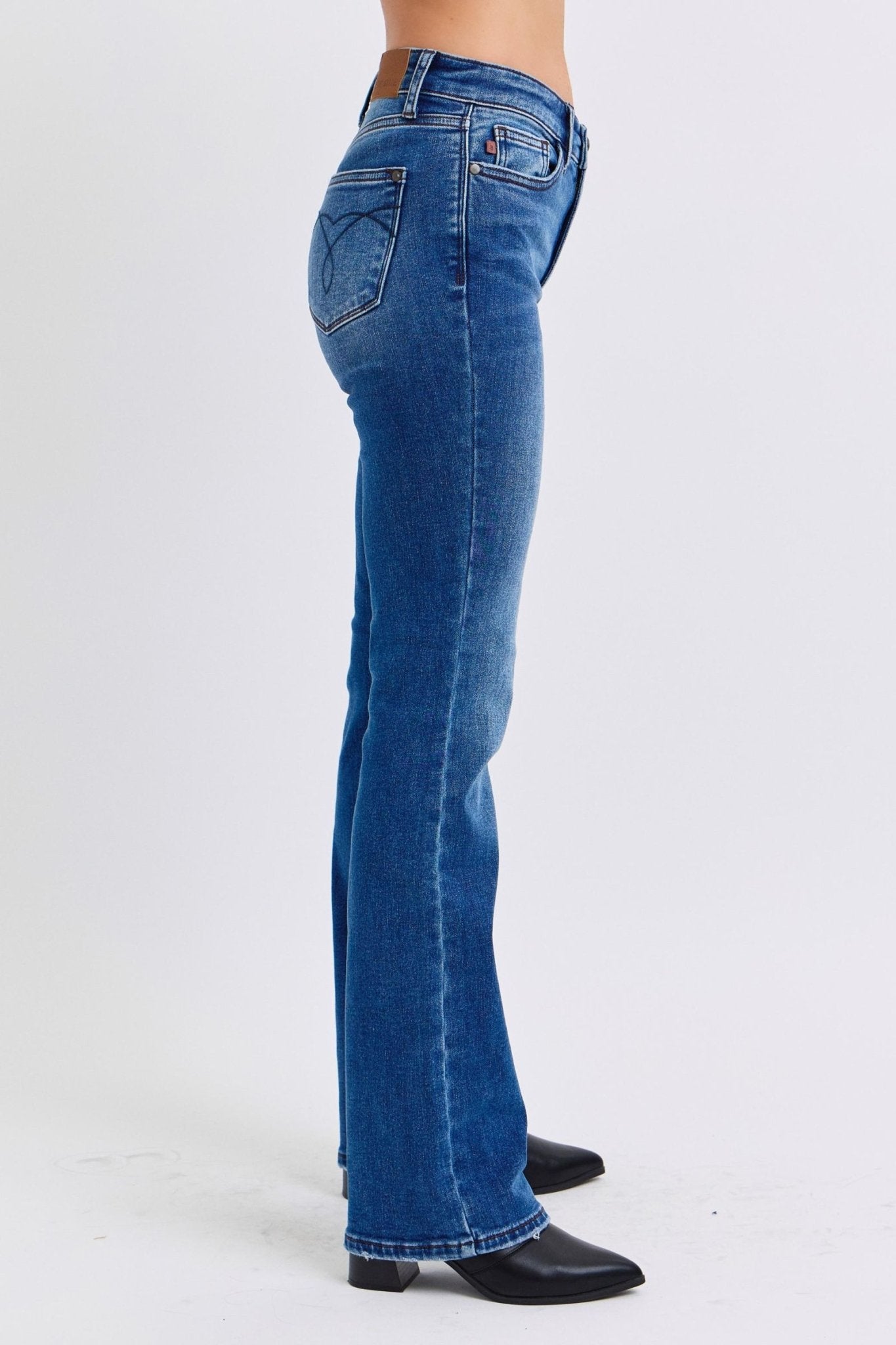 Judy Blue Full Size Run Mid - Rise Bootcut Jeans with Thermal Lining - Too Dimes Boutique