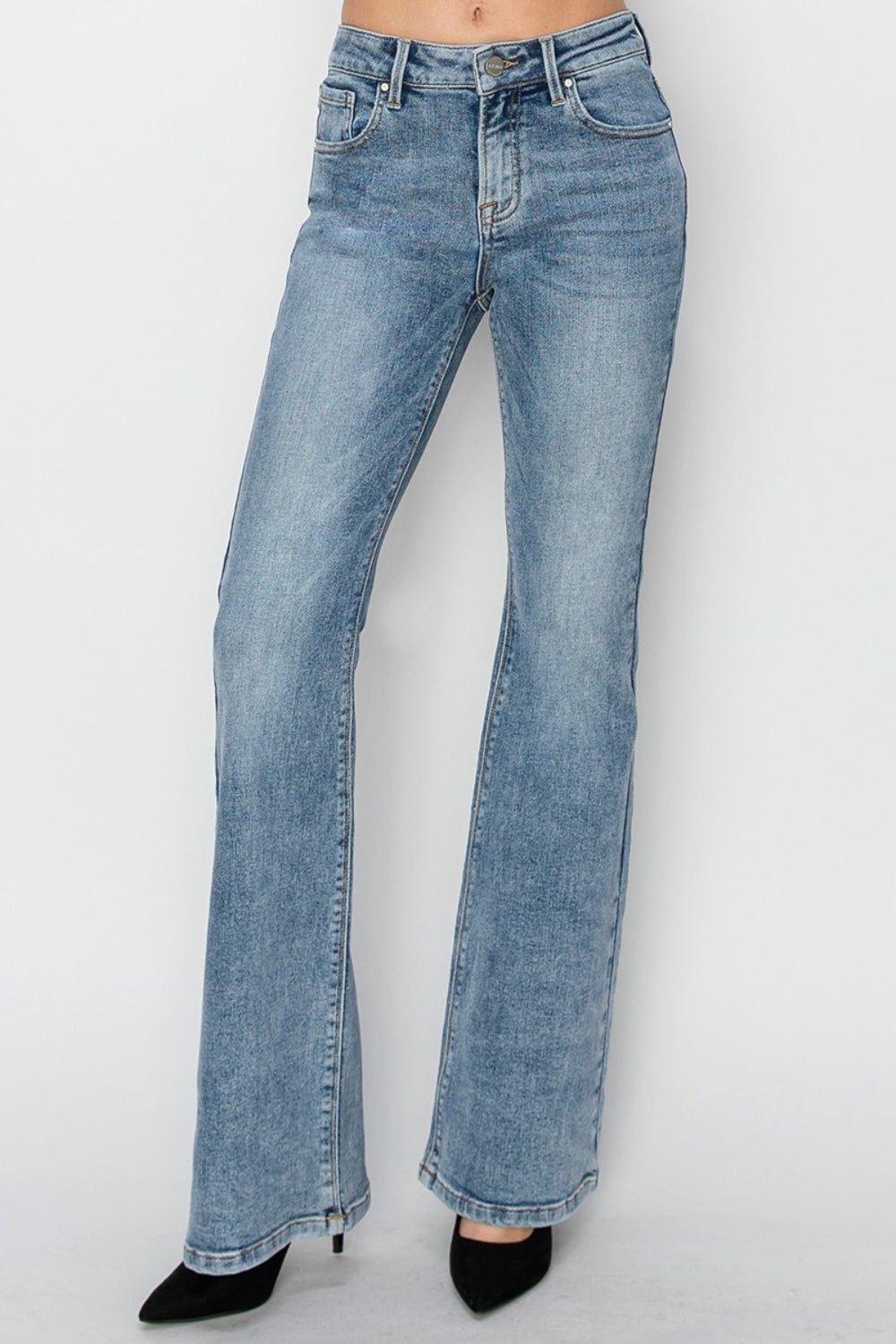 RISEN Full Size Mid Rise Bootcut Jeans - Too Dimes Boutique