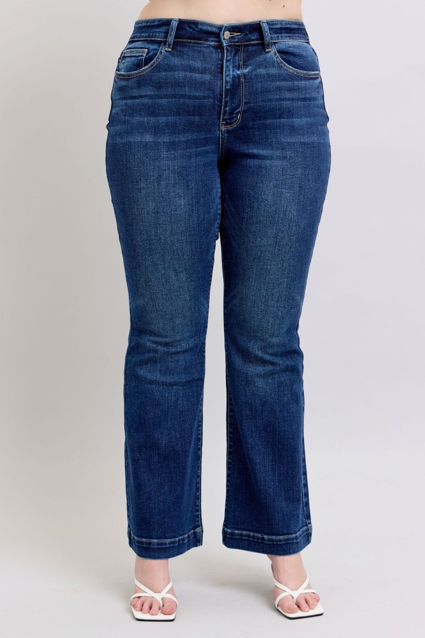 Judy Blue Full Size High Rise Flare Jeans with Pockets Plus Size - Too Dimes Boutique