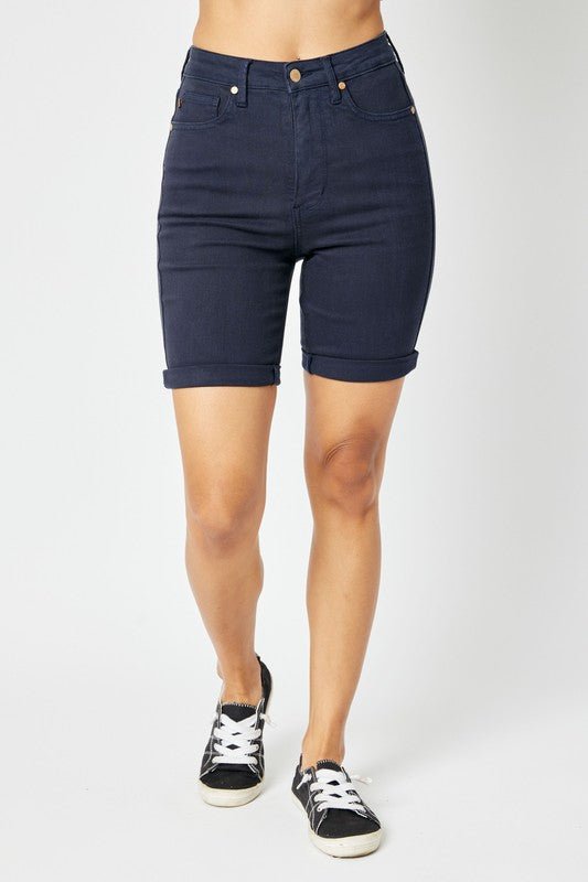 Judy Blue Full Size High Waist Tummy Control Bermuda Shorts - Too Dimes Boutique