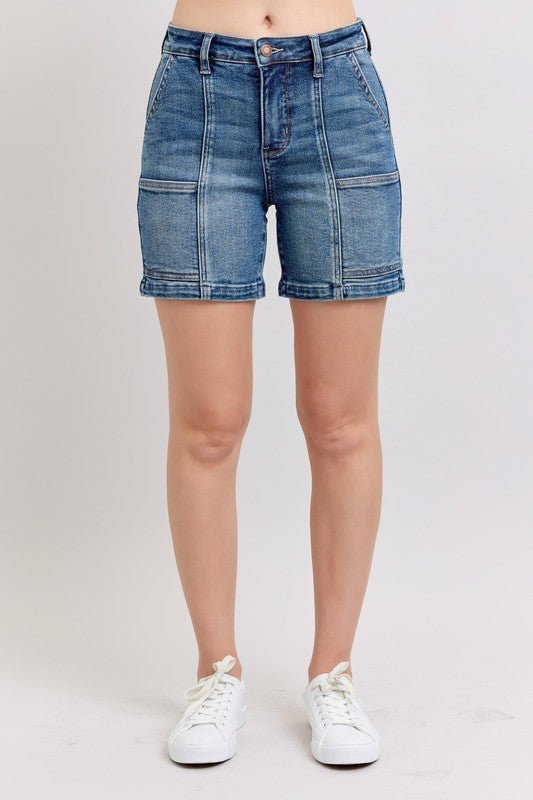 Judy Blue Full Size High Rise Denim Shorts Plus Size - Too Dimes Boutique