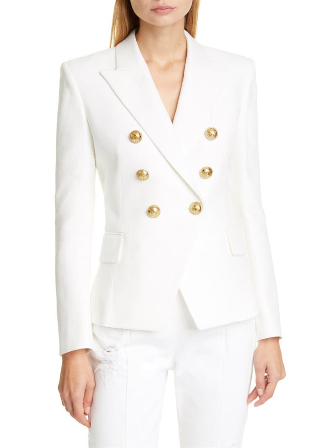 Lapel Collar Long Sleeve Blazer - Too Dimes Boutique