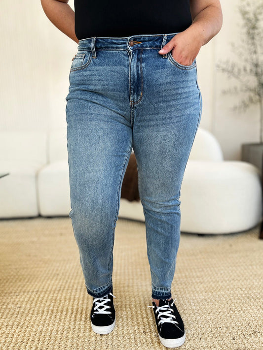Judy Blue Full Size Mid Rise Rigid Magic Release Hem Jeans - Too Dimes Boutique