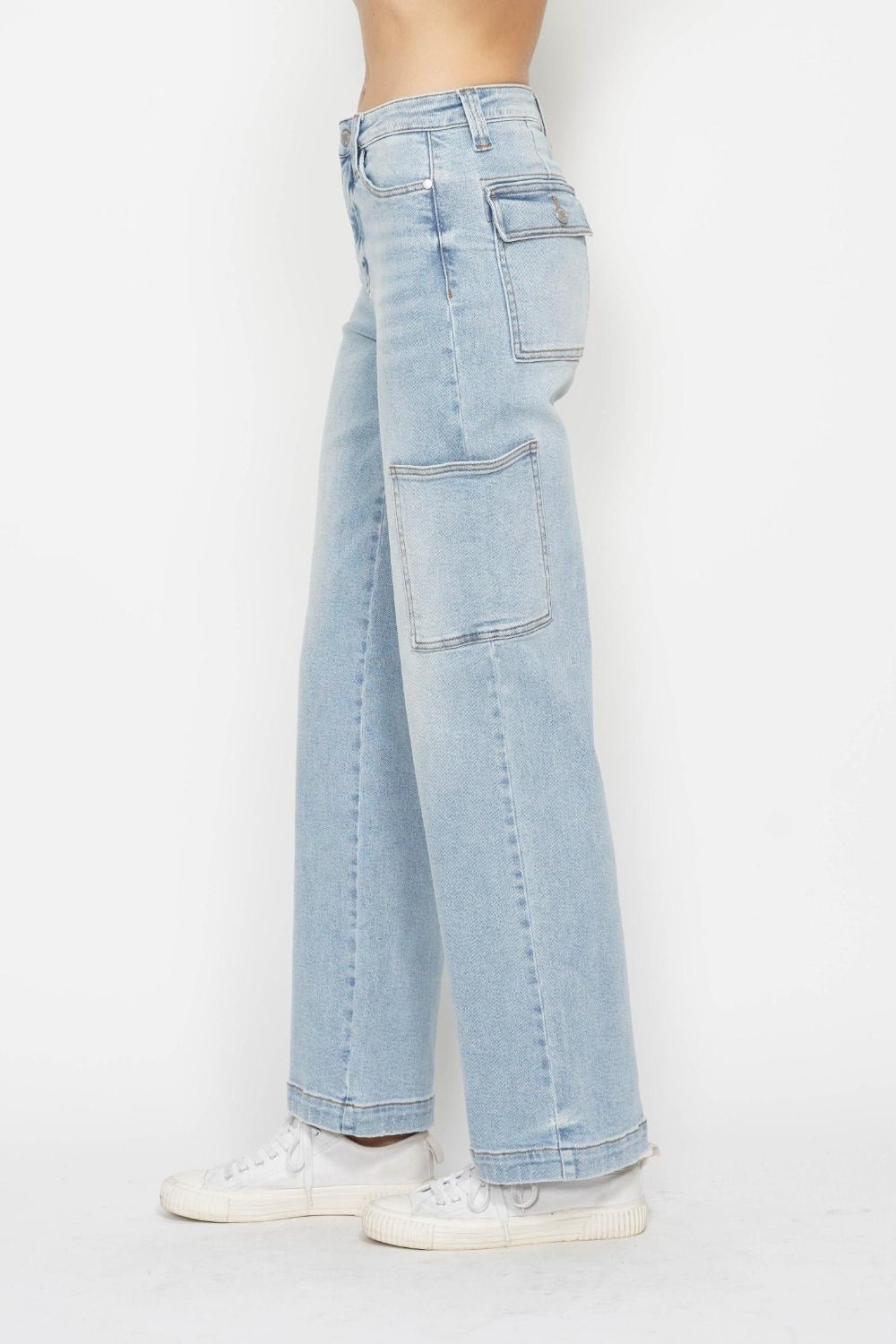 Judy Blue Full Size High Waist Straight Cargo Jeans - Too Dimes Boutique