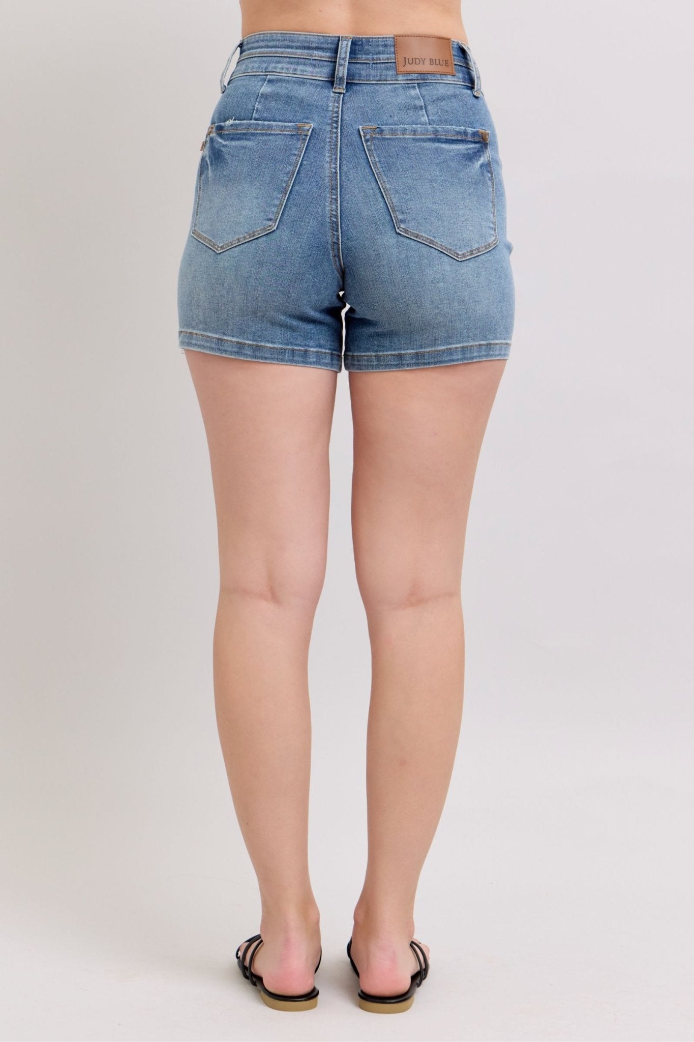 Judy Blue Full Size High Rise Tummy Control Denim Shorts Plus Size - Too Dimes Boutique