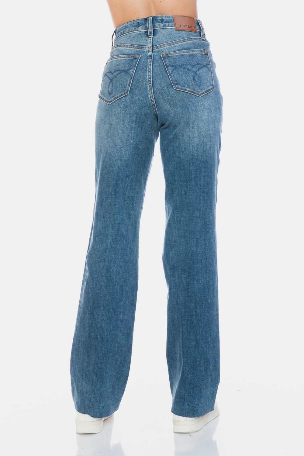 Judy Blue Full Size Tummy Control Cut Raw Hem Straight Jeans - Too Dimes Boutique