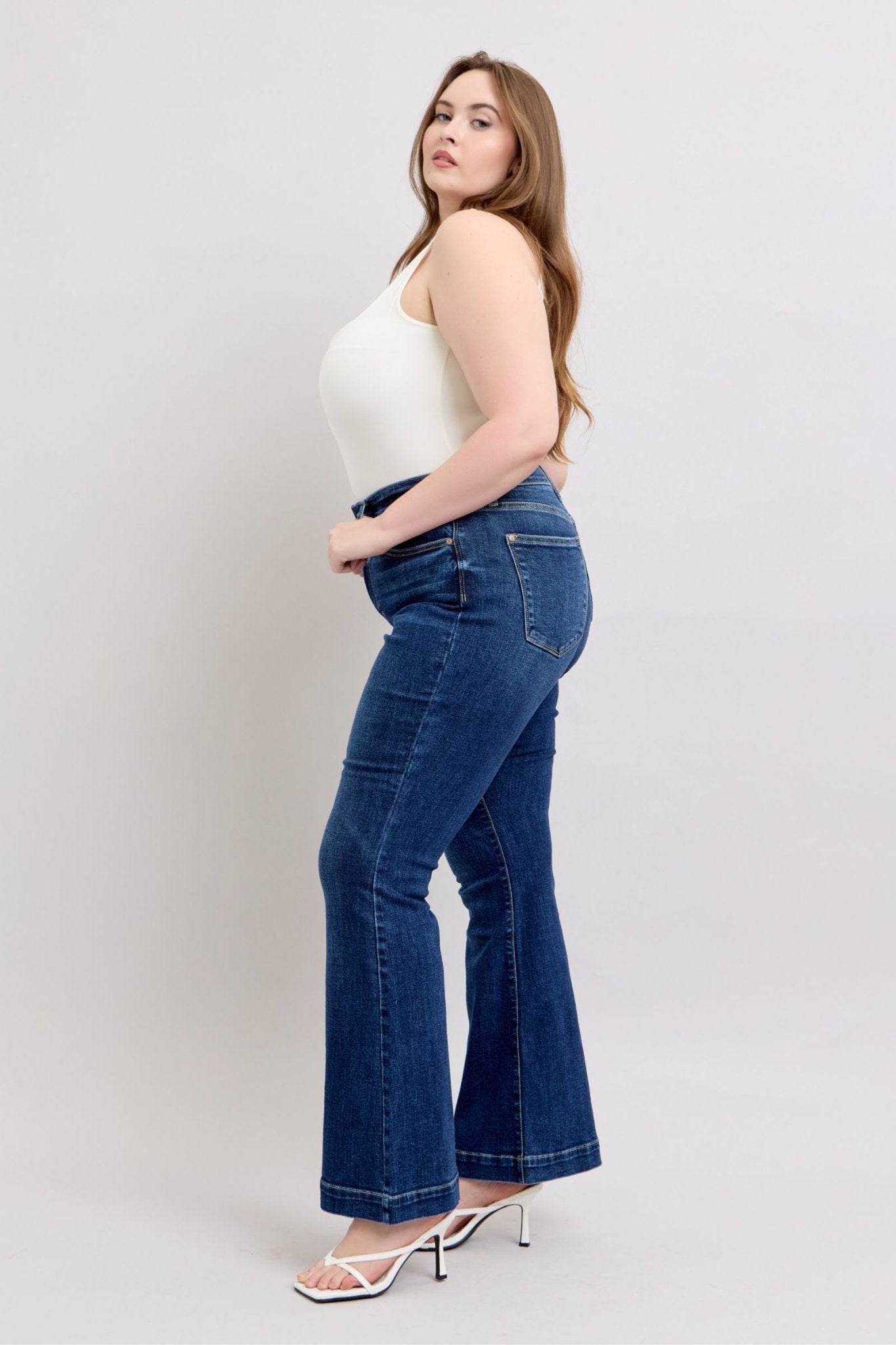 Judy Blue Full Size High Rise Flare Jeans with Pockets Plus Size - Too Dimes Boutique