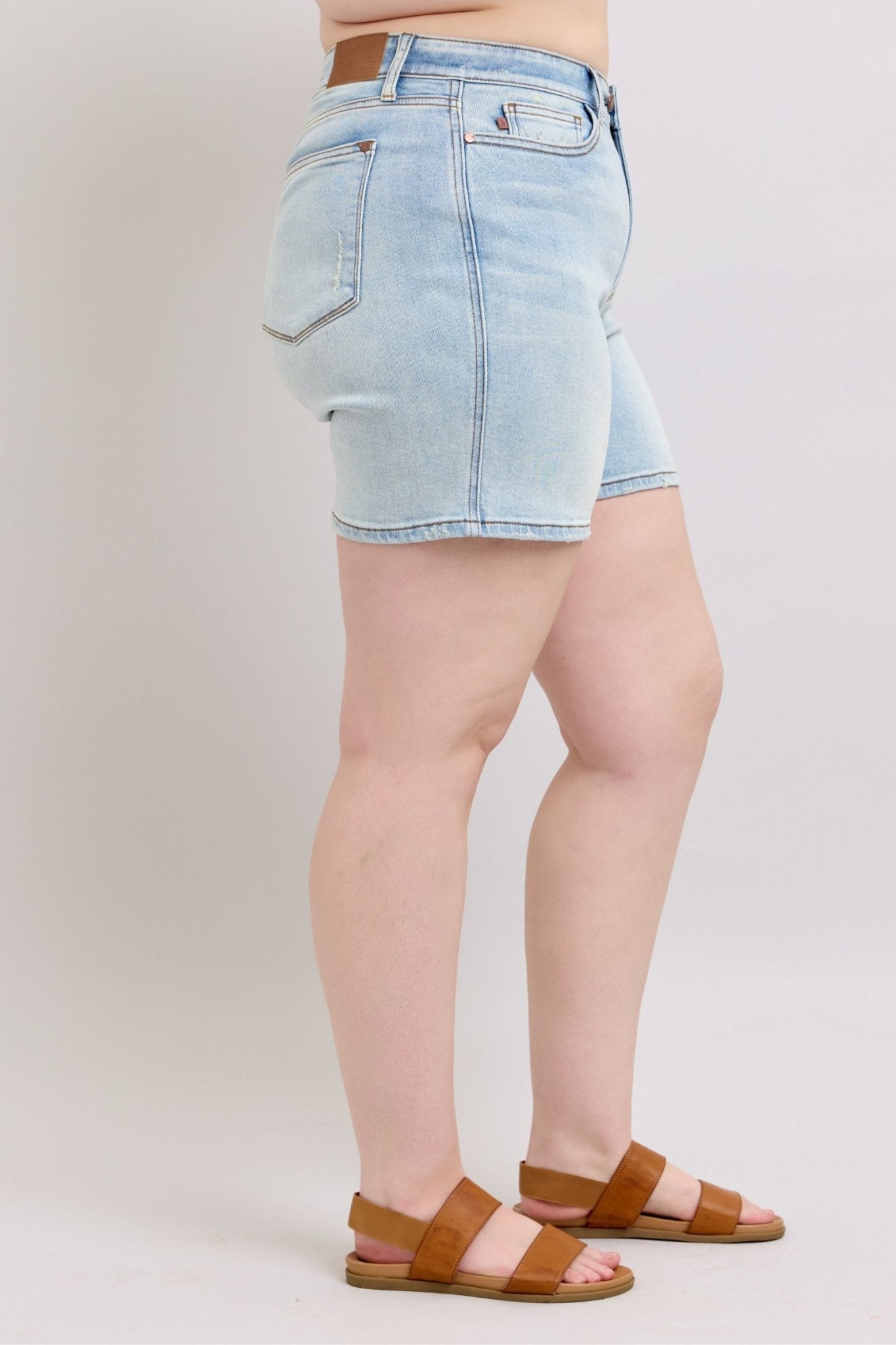 Judy Blue Full Size 2 Button Denim Shorts with Pockets Plus Size - Too Dimes Boutique