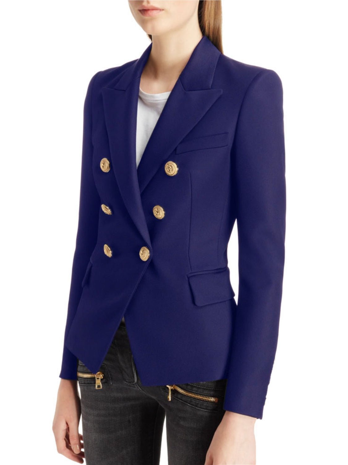 Lapel Collar Long Sleeve Blazer - Too Dimes Boutique