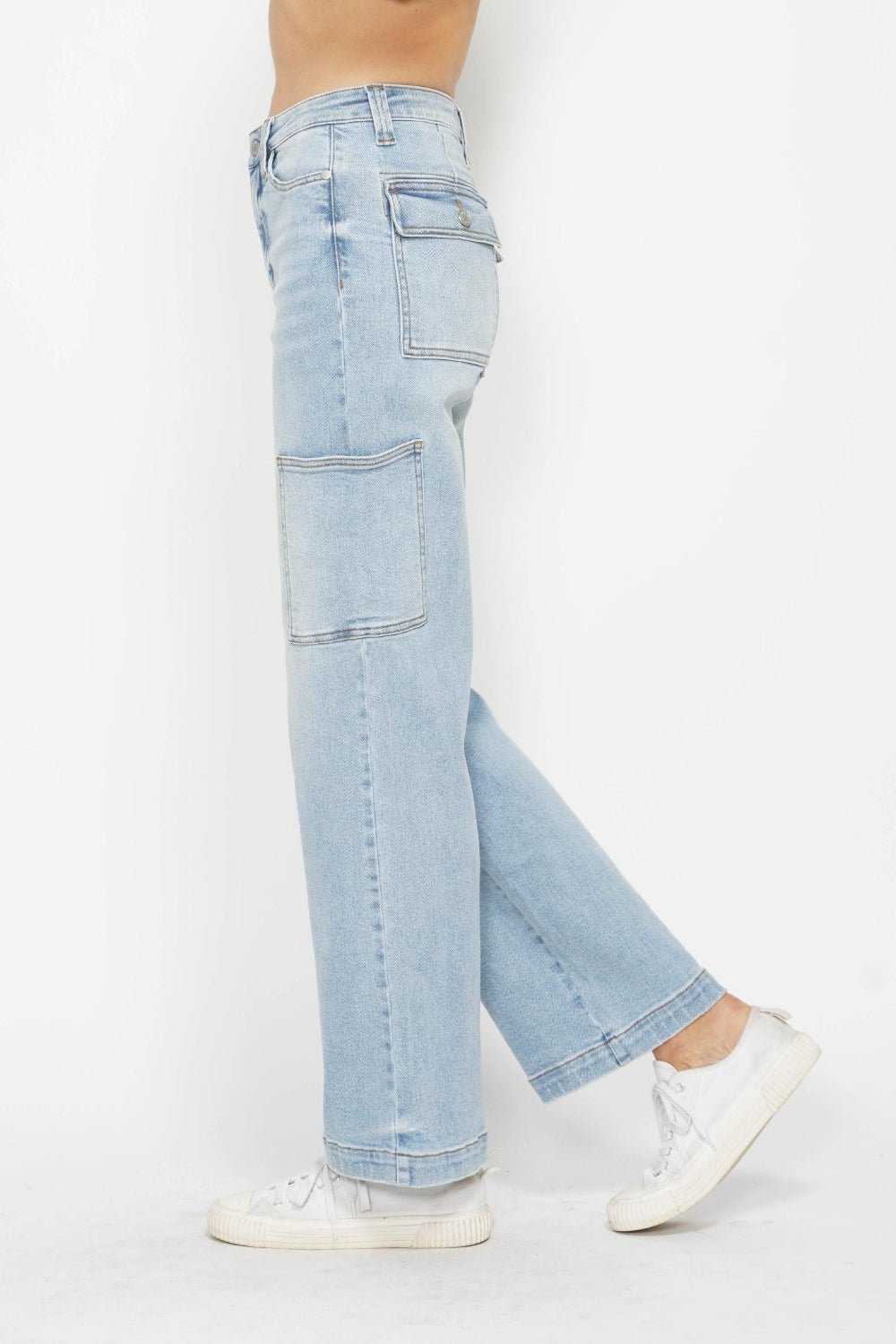 Judy Blue Full Size High Waist Straight Cargo Jeans - Too Dimes Boutique