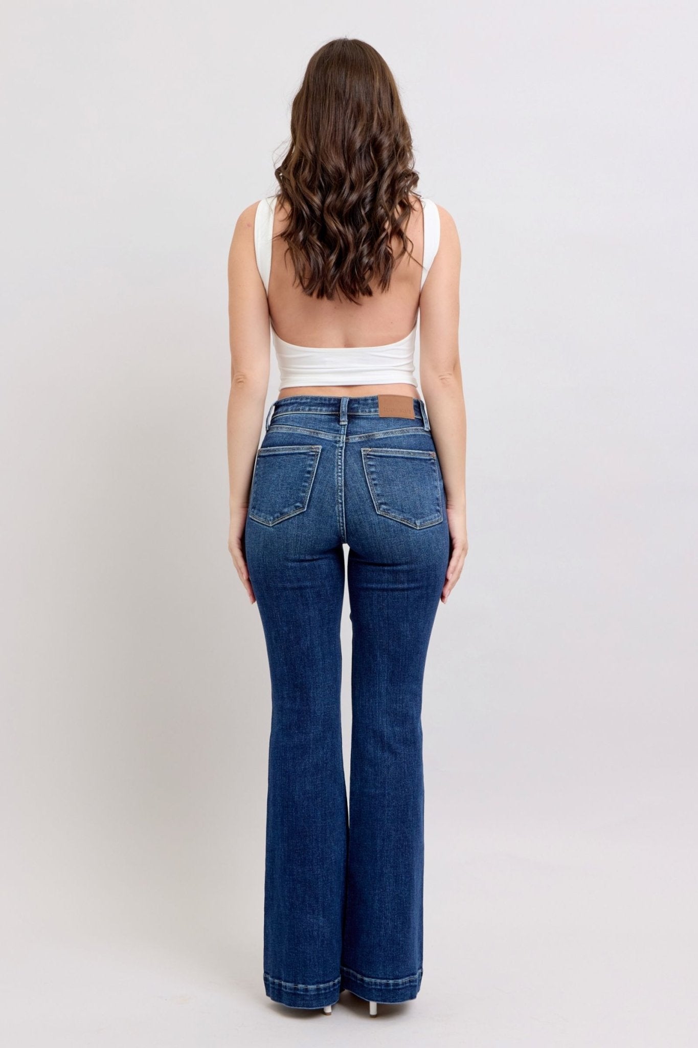 Judy Blue Full Size High Rise Flare Jeans with Pockets Plus Size - Too Dimes Boutique