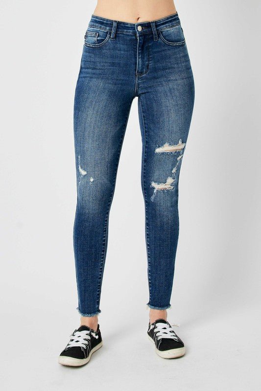 Judy Blue Full Size High Waist Distressed Skinny Jeans - Too Dimes Boutique